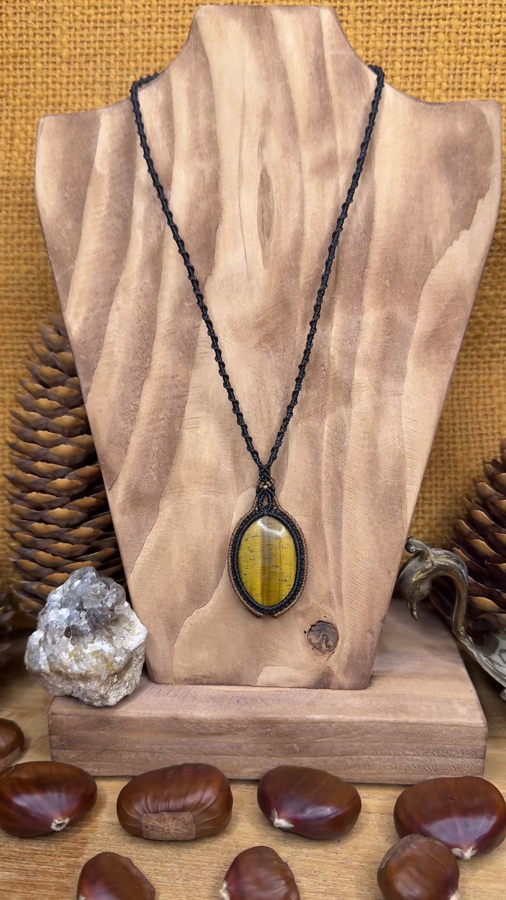 Necklace with two tiger's eye stones