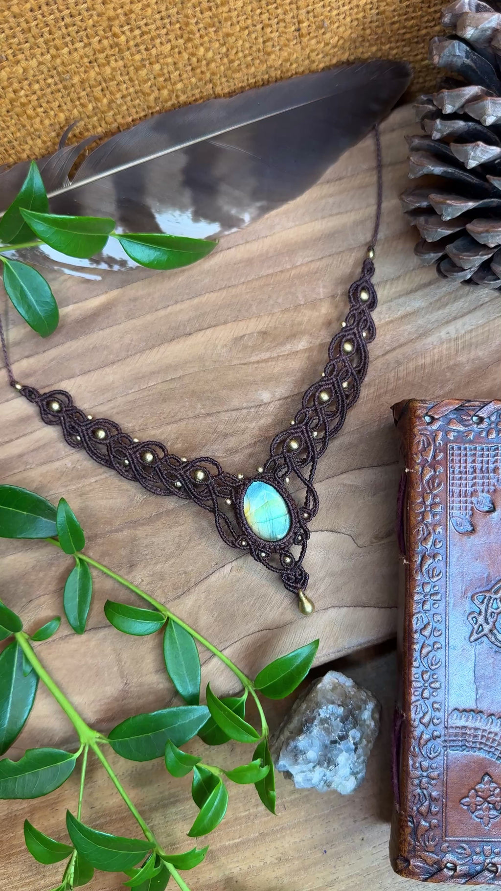 Collier • Labradorite • Marron foncé