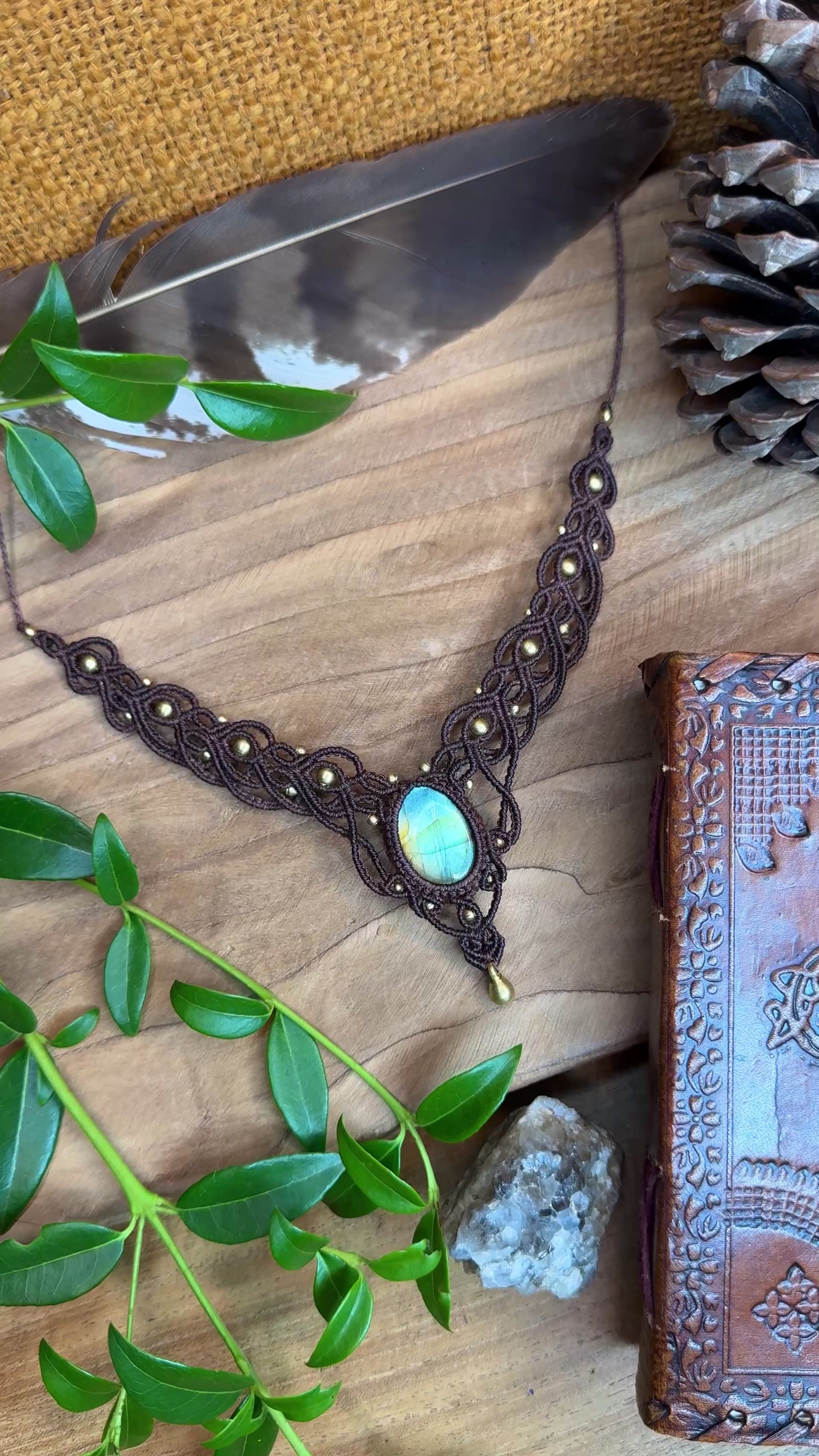 Collier • Labradorite • Marron foncé